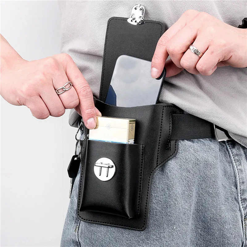 Vintage PU Leather Men's Waist Bag and Phone Wallet Holster
