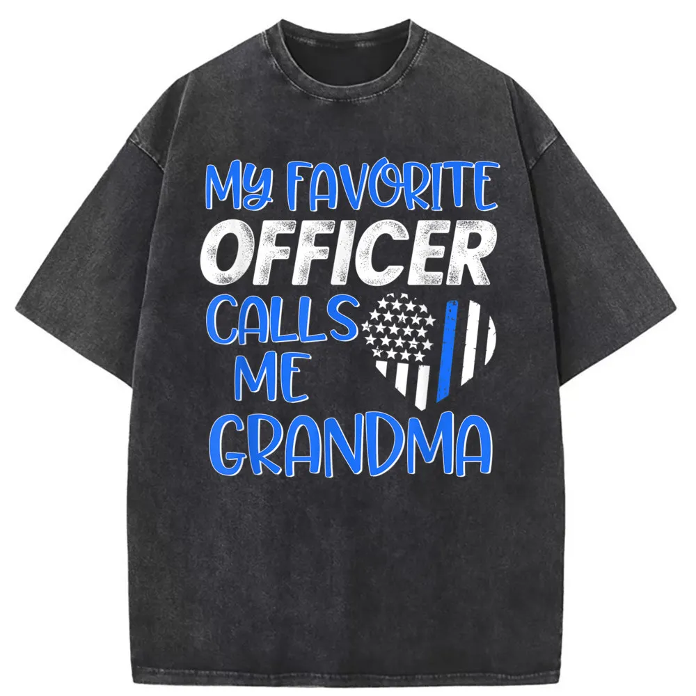 

My Favorite Officer Calls Me Grandma Graphic Women Sweatshirts Thin Blue Line Summer Tshirt Men Long Sleeve Tshirt Summer Autumn