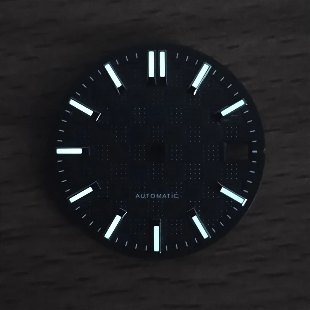 Watch Dial Accessories Watch Face Accessories 28.5mm Watch Dial Green Luminous Diving Watch Faces For NH35/NH36 Movement Pattern of Squares Accessories