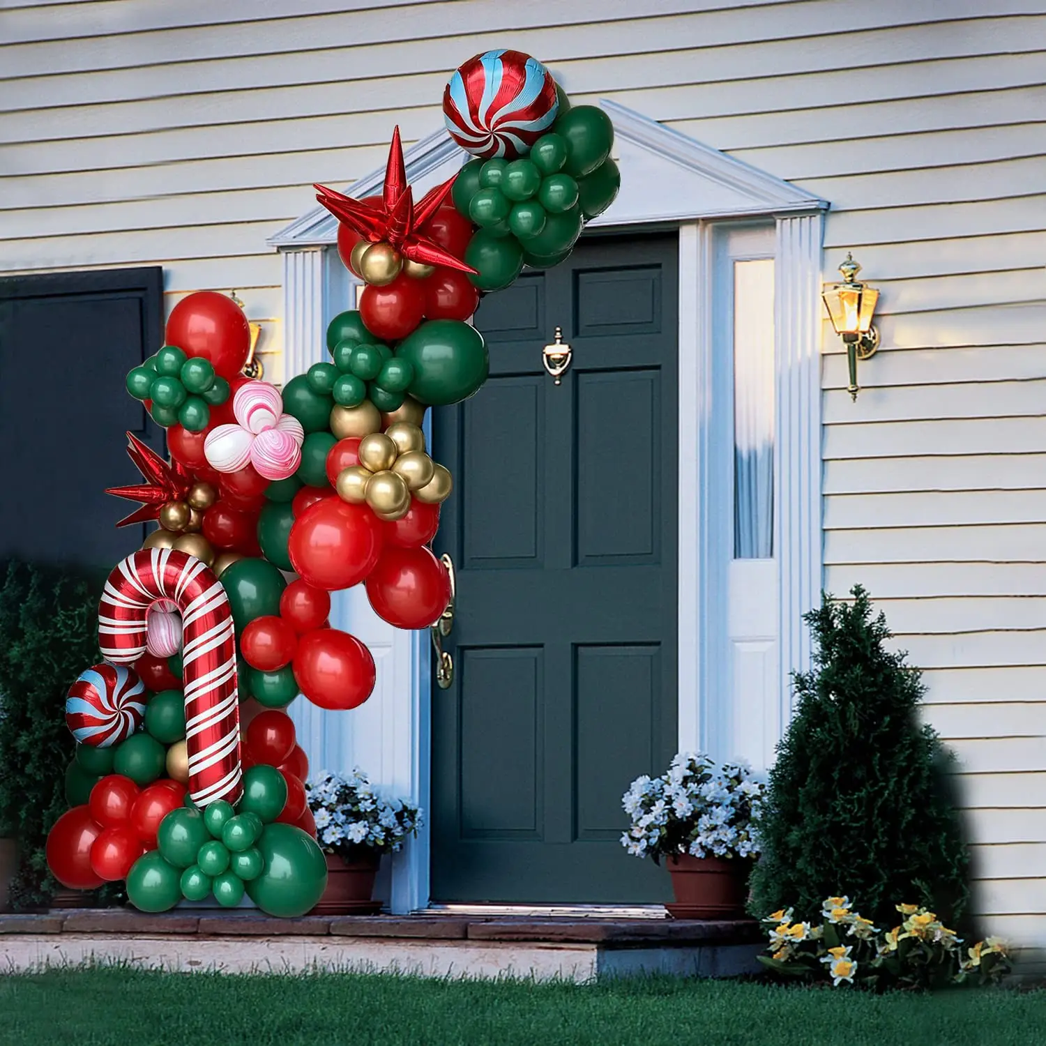 Kit d'arche de guirxiété de ballons de Noël, rouge, vert, blanc, canne en  bonbon, feuille de métal doré, ballon long, fête du Nouvel An, décoration  d'intérieur - AliExpress