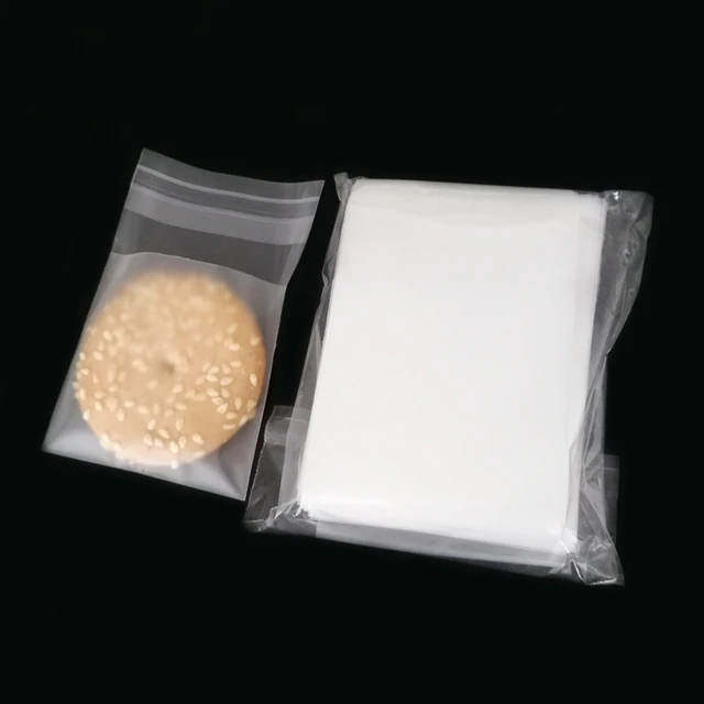 Sac à bonbons en cellophane translucide PE, 100 pièces, sac cadeau auto-adhésif pour biscuits et bonbons blancs pour mariages, fêtes d'anniversaire, pâtisserie 2