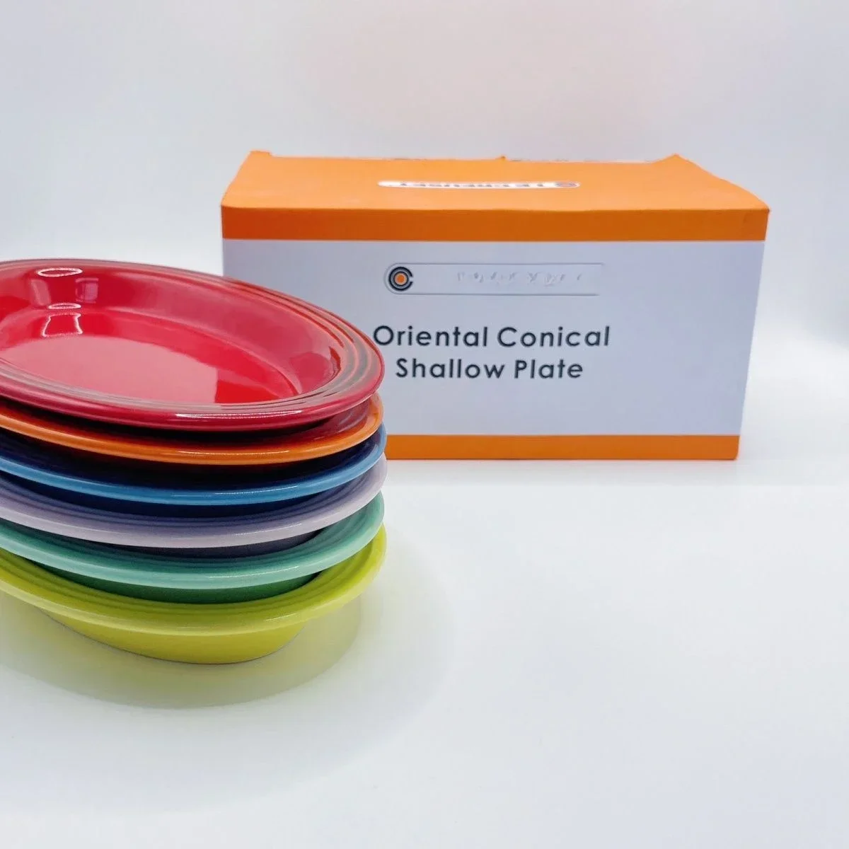 French Rainbow Elliptical Shallow 25cm Stoneware Ceramic Vegetable Fruit Fish Plate