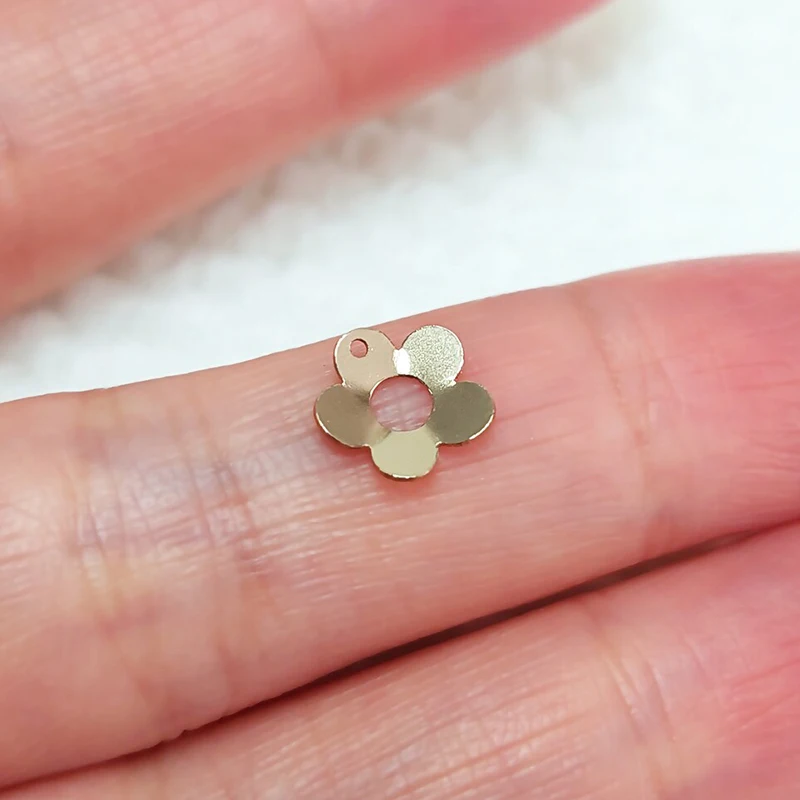 14K Gold Filled Flower Charms 8MM Gold Flower Slice Charm For Bracelet Necklace Earring DIY Jewelry Findings Jewelry Accessories