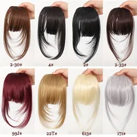Frange à clipser en cheveux synthétiques, frange vaporeuse coupée avec favoris, aspect naturel marron foncé pour femmes, tenue de fête quotidienne 4