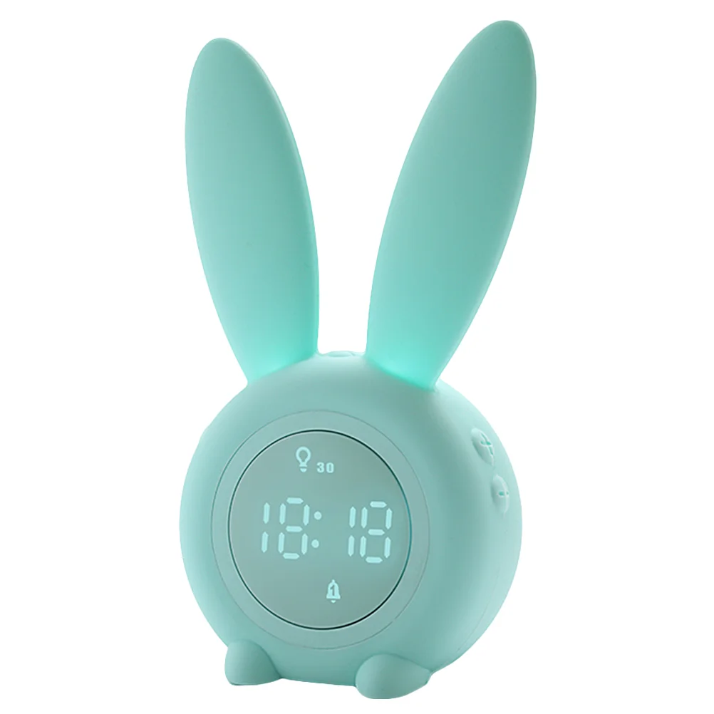 

Rabbit Alarm Clock Silicone Table Clock LED Night Light Kids Digital Desktop Clocks USB Rechargable for Home Office School Room