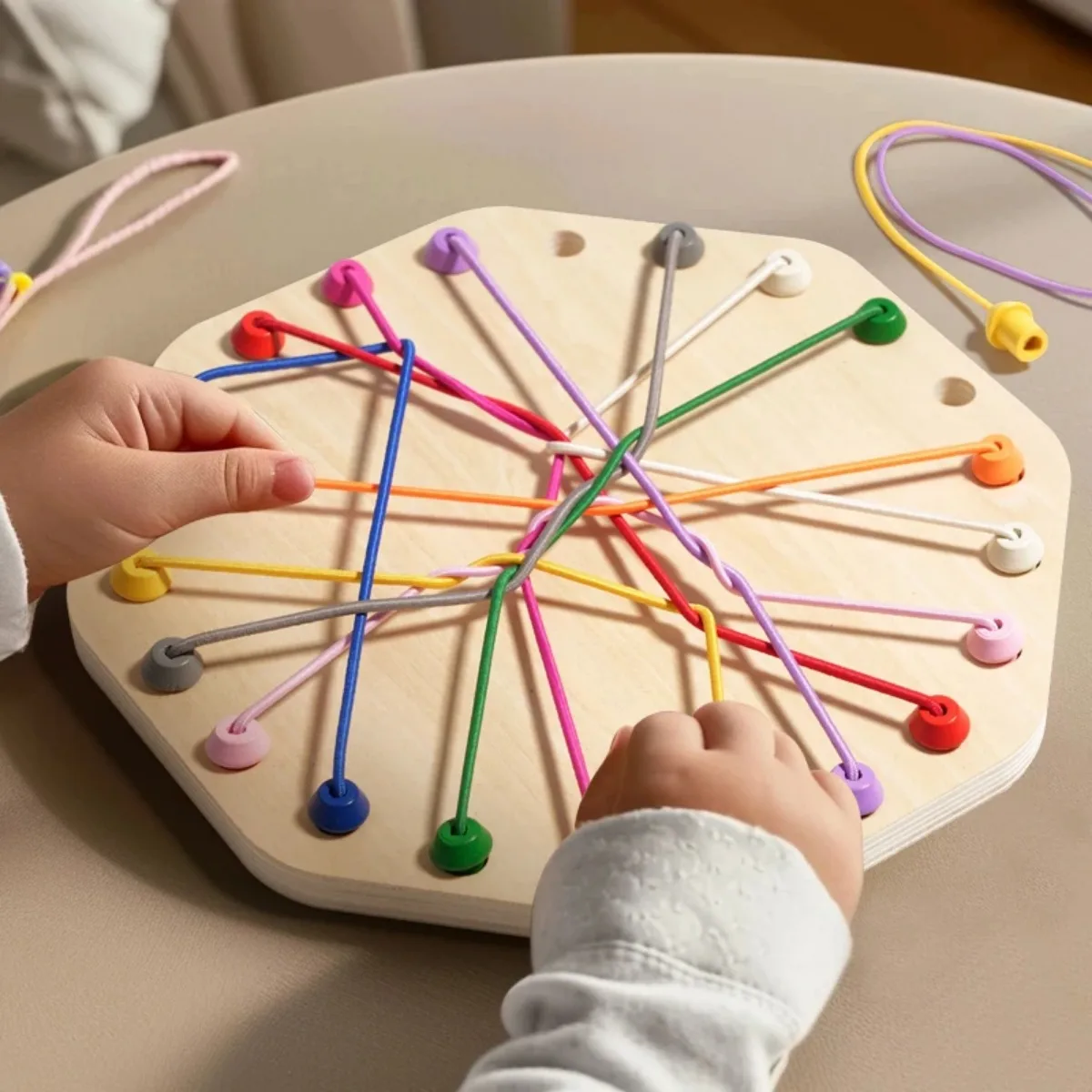 Kid Rope Board Games Knots Sensory Social Game Logical Thinking Challenge Colore Connected Line Brain Strategy Game Kids Toys