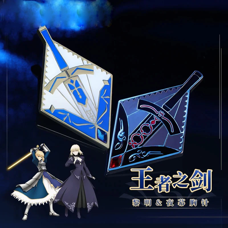 Originale Anime Saber Altria Pendragon Sword Metal Badge Button Spilla Pins Button Collection Medal Souvenir