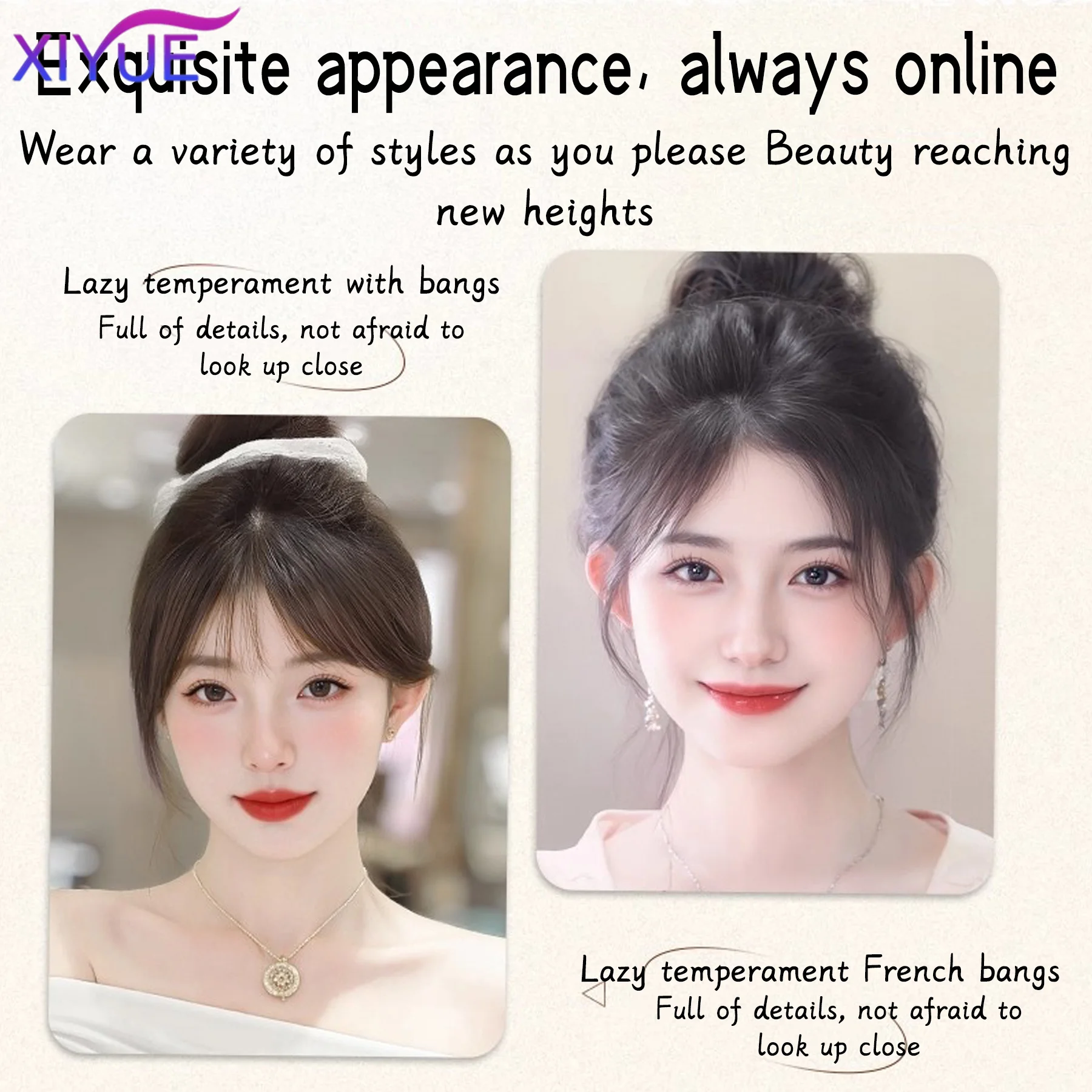 XIYUE Hair Bangs Topper for Women Natural-Looking Straight Human Hairpiece with Air Bangs Adds Volume Length Seamless Blending