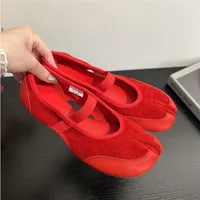 Femmes sandales bout fendu Ballet chaussures de danse femme été Tabi creux appartements mocassins Zapatos Mujer daim peu profond marche Sneaker 2