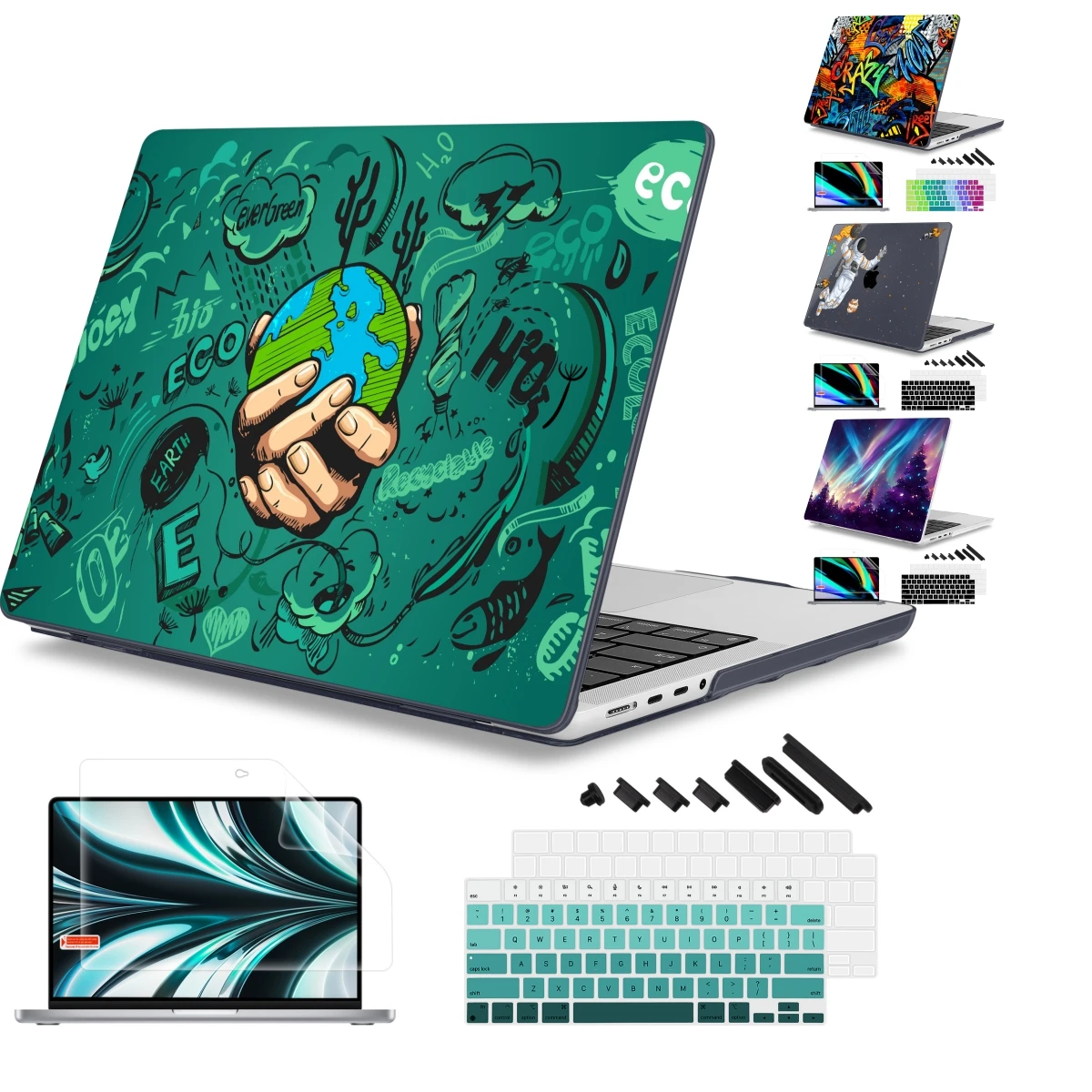 Capa de Impressão Green Planet para Macbook Pro Retina 12 11 Polegada A2338 m1 m2 Air 13 15 A2681 A2941 m3 Pro 14 16 A2991 A2442 A2251