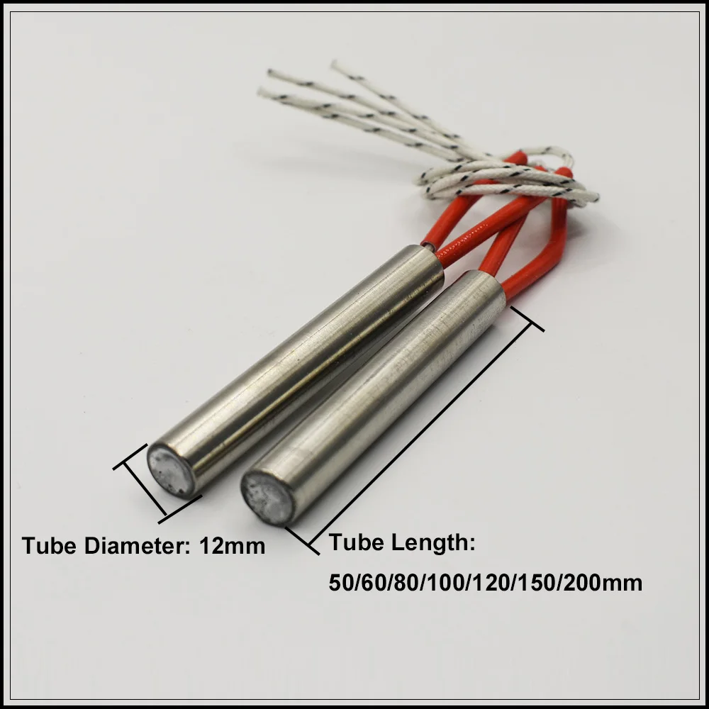 220V Electric Mold Cartridge Heaters 12mm Tube Dia. 50/60/80/100/120/150/200mm  Length Heating Element Cylindrical Tubular 5pcs - AliExpress