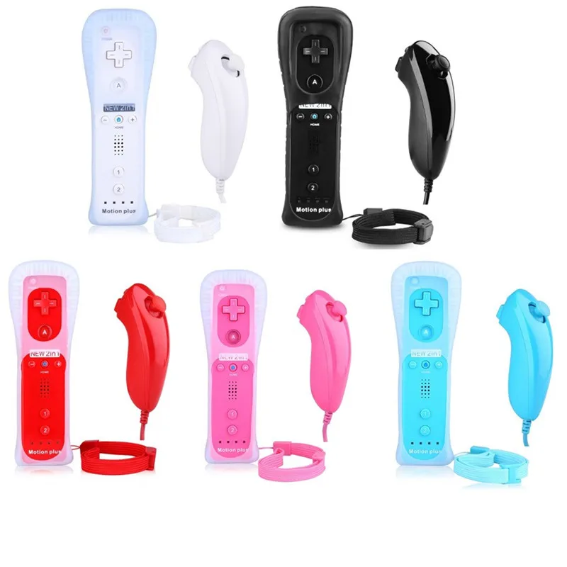 100set 2In1 Remote Control Joystick Joypad Built In Motion Plus Remote Controller Gamepad Nunchuck Controller for W-ii Console