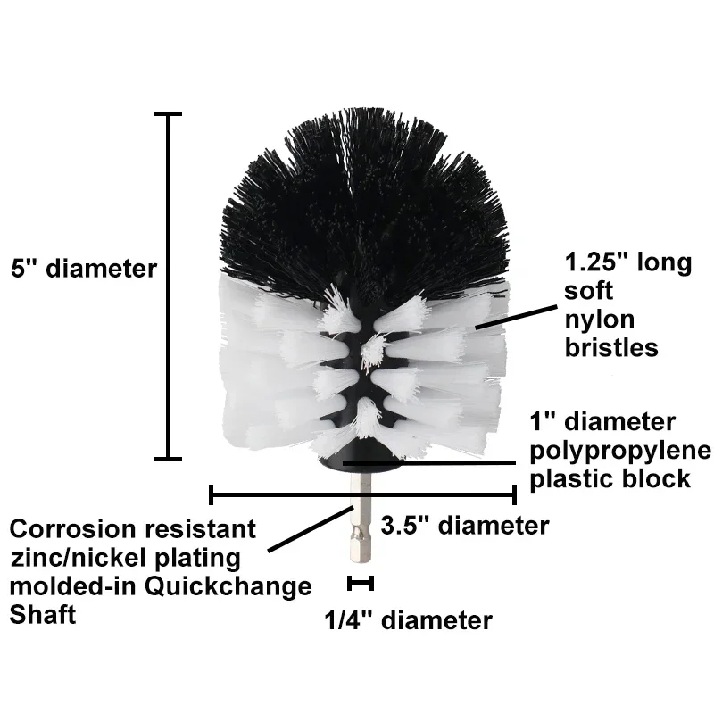 3.5'' Inch Drill Brush Power  Scrubber Nylon Bristle for Stain Polishing Hand Tools Extender Rod  Accessories 3