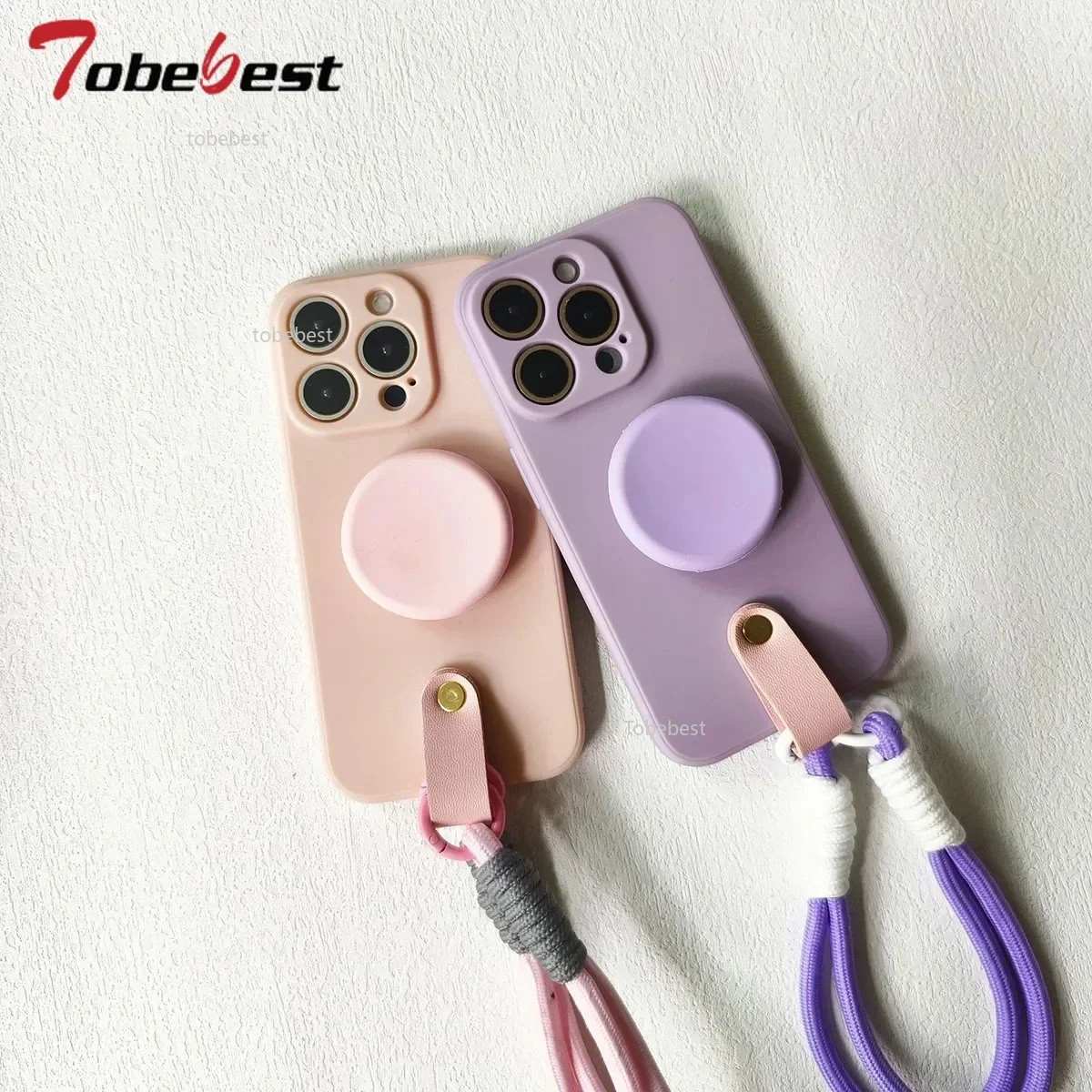 Silicone Phone Case with Lanyard Wrist Strap and Stand 기능