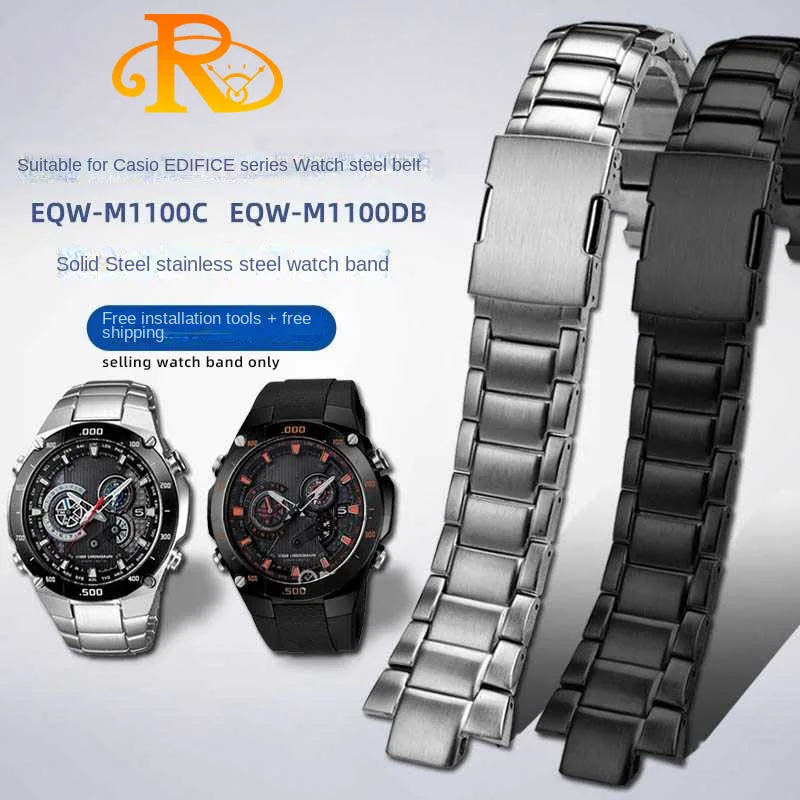 Per Casio Edistre Series Eqw-A1100 Cinturino In Acciaio Eqw-A1000/M1100 Accessori Per Cinturini In Acciaio Inossidabile In Metallo