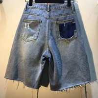 2025 Summer Short Pants High Waist Jeans Hole Shorts Women Stretch Distressed Washed Diamonds Streetwear Straight Denims - Image 2