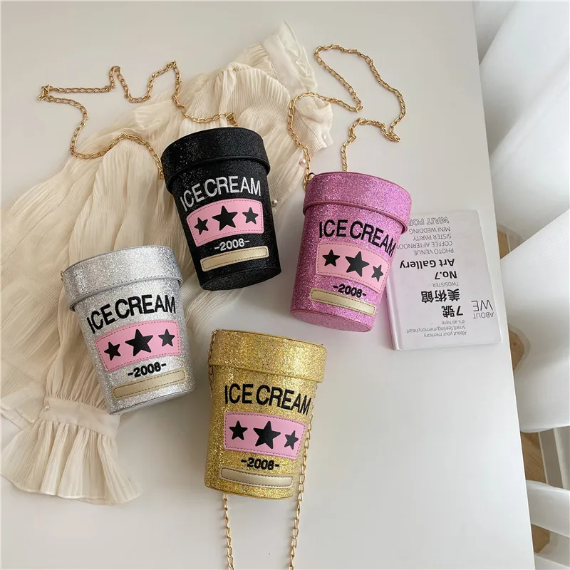 Sparkly Sequin Women's Shoulder Bag 2023 New Unique Design Cute Crossbody Bag Letter Fashion Party Hip Hop Cylinder Bucket Bag