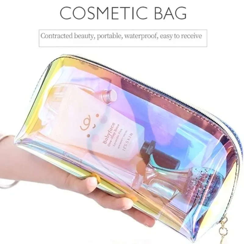 Laser Cosmetic Bag Ins Style Korean Cosmetics Semicircle Travel Buggy Bag Portable Dumpling Shaped Transparent Wash cosmetic bag cosmetic storage bag toiletry bag makeup bag cosmetic case