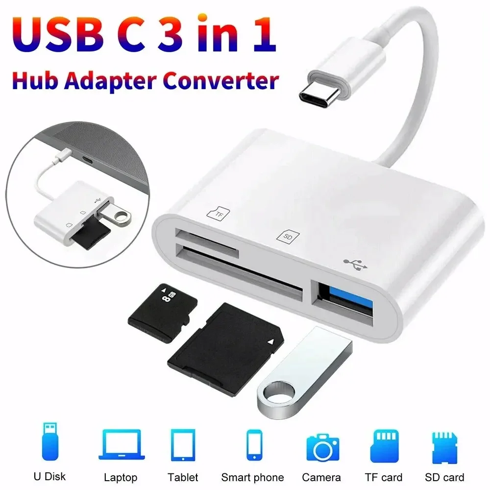 Universal 3-in-1 Type-C Memory Card Reader and Recorder