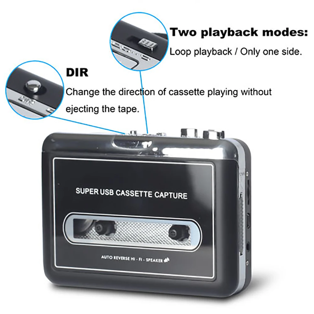 Mini Cassette Player Bluetooth Cassette Player Support Bluetooth  Input/output/FM Radio Cassette Converter Walkman