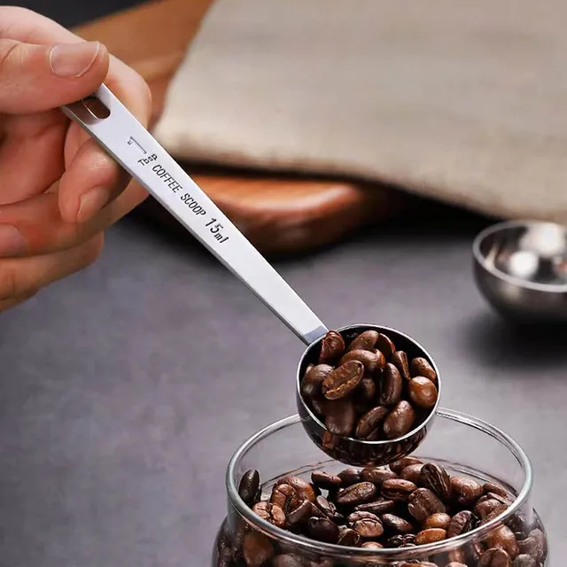 1Pc Rozsdamentes Acél Kávéfőző 15 Ml 30 Mérő Kanál Hosszú Kezelt Fémmérés Kávé Tea Szerszámok Kiegészítők