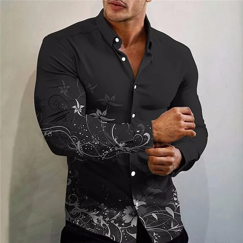 

2023 Luxury High Quality Men's Clothing Casual Fashion Print Long Sleeve Shirts Designer Turn-down Single-Breasted Cardigan
