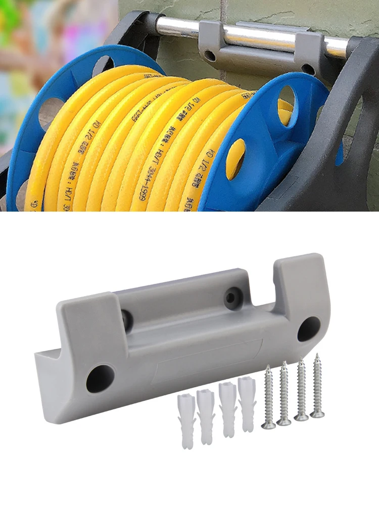 1pc Garden Hose Reel Holder PVC Wall Mounted Hanger Storage Hook Rack Reel Pipe Holder with 4pcs