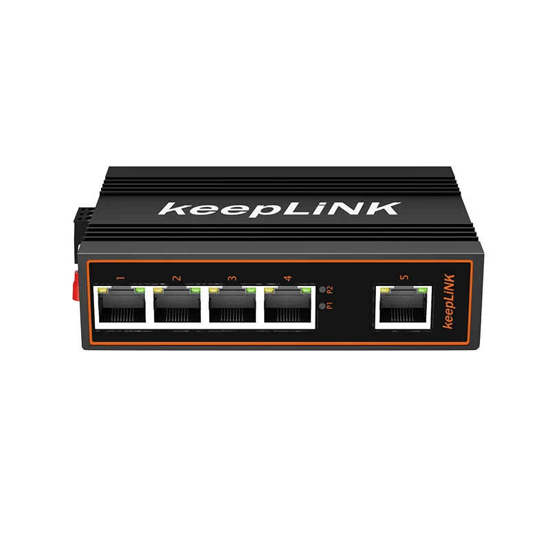 KeepLiNK 산업용 5포트 10/100 Mbps 이더넷 스위치 | 견고한 금속 하우징 IP40 | DIN 레일 마운트 | 넓은 온도 범위