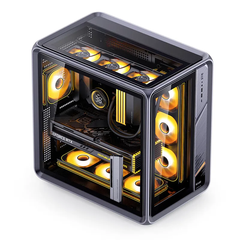 존스보 BO400 ATX 컴퓨터 케이스 알루미늄 시뷰룸 섀시 10개 팬 슬롯 컴퓨터 게임 메인 케이스 백보드 투시형 PC