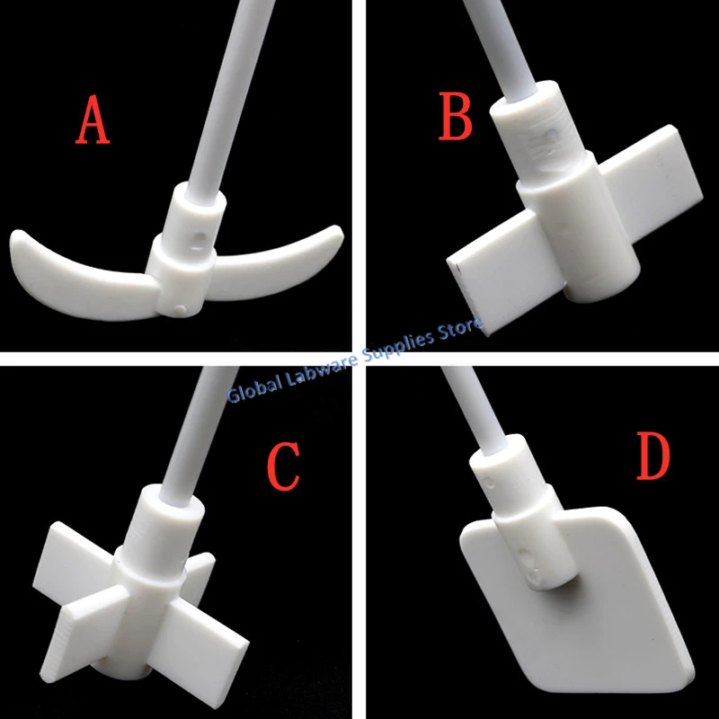 1pcs length 250mm to 500mm Square/Cross Type PTFE Stirring Blade,Crescent Special Stir Paddle for Laboratory Flasks