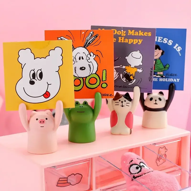 Kawaii Pig Frog Animal Photo Memo Card Clip Holder Desk Name Card Wedding Favors Place Clip Note Stand