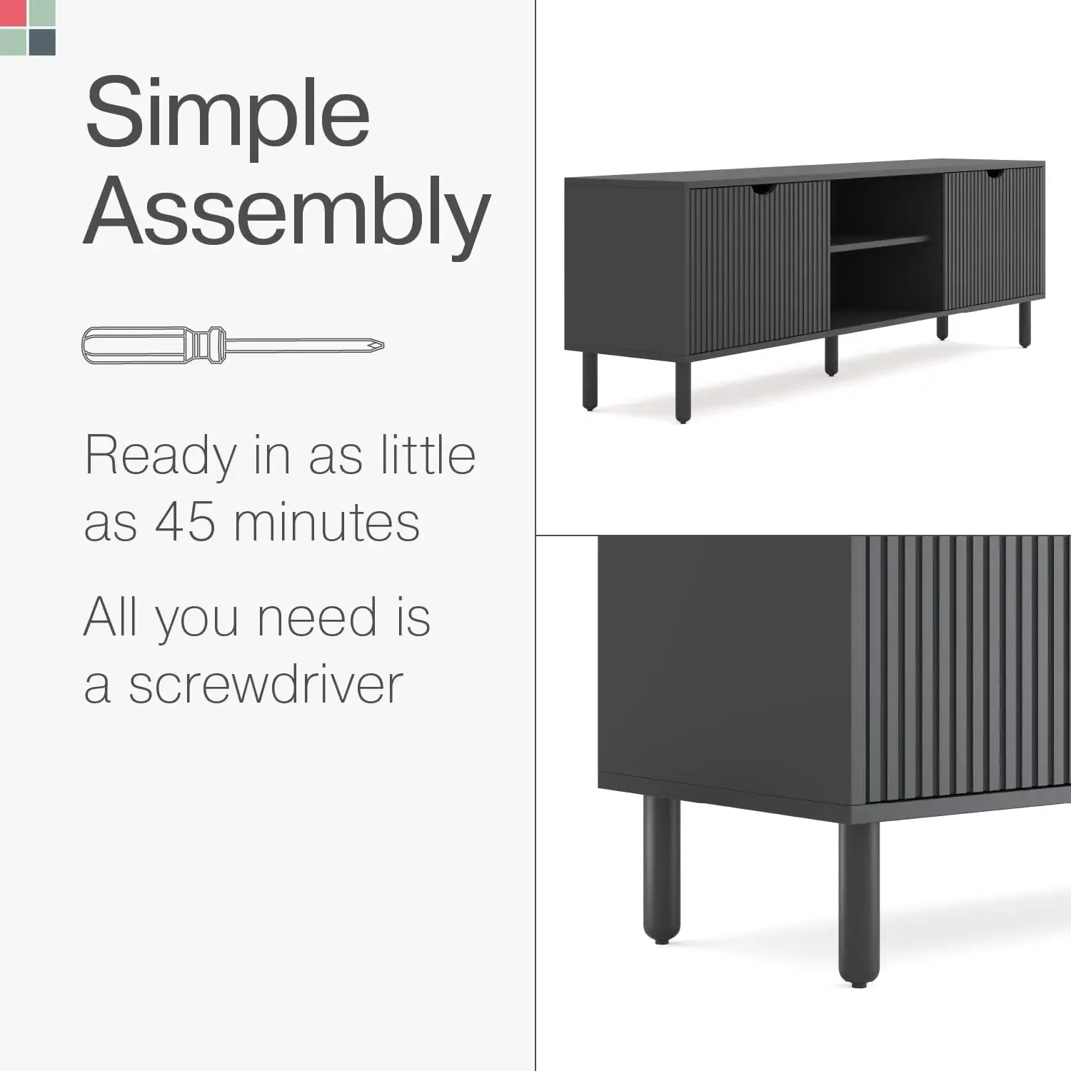 Description Picture 5 of itemContemporary Fluted TV Stand Media Console 70 Inch Entertainment Center with Storage Console Table for Living Room