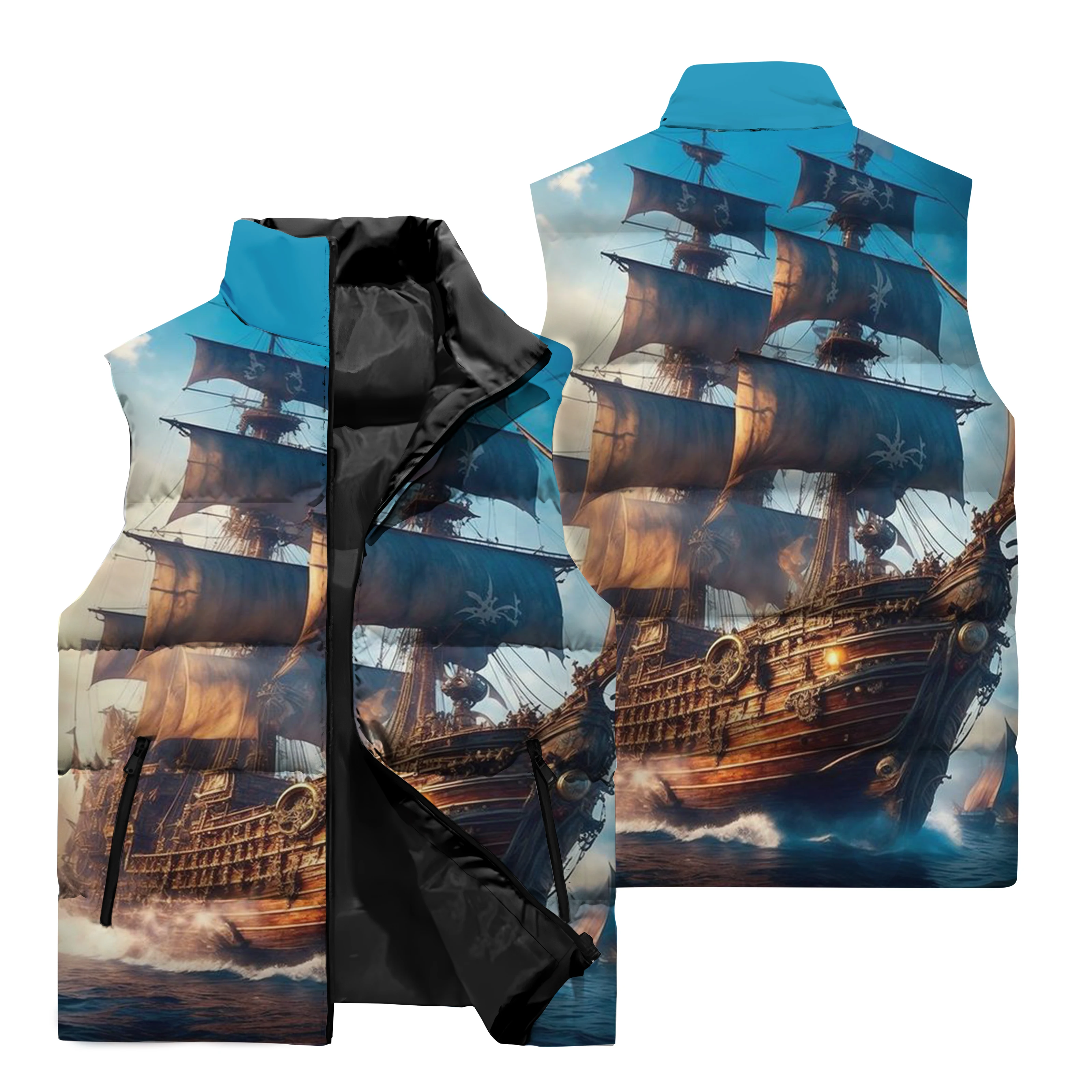 thumbnail image 1 of Chaqueta sin mangas para hombre, con estampado de motocicleta en 3D, para deportes, correr, ciclismo, resistente al viento, cálida, con cuello alto y cremallera, 1 of 5