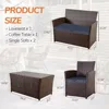 4 Piece Patio Furniture Set,Outdoor Wicker Conversation Sets,Rattan Sectional Sofa w/Coffee Table,Seat Cushions for Backyard Por 5