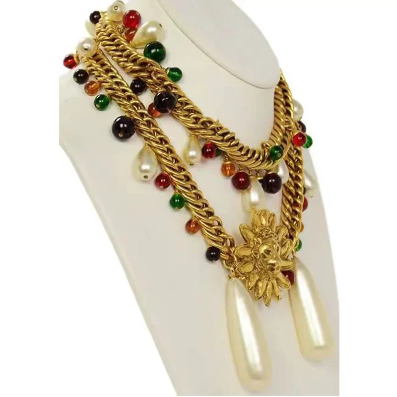 

Женское винтажное ожерелье из латуни и золота в европейском и американском стиле