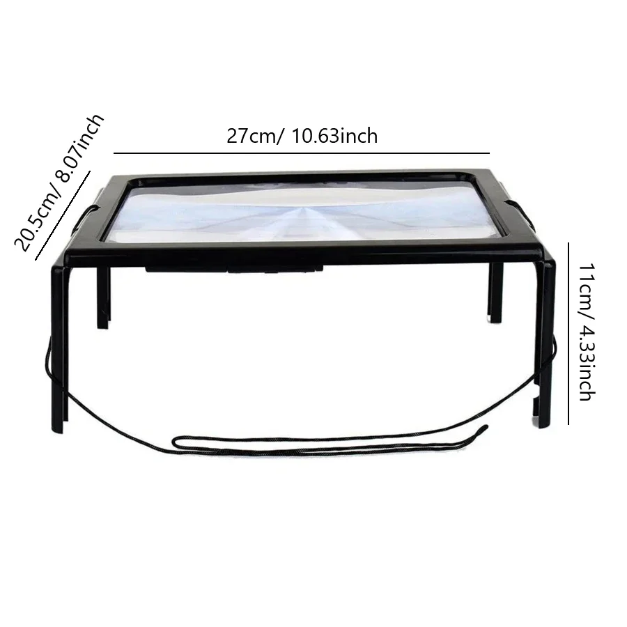 A4 Reading Magnifier 3X Large Full Page Foldable Desktop Magnifying Glass with LED Lights for Seniors Low Vision Book Reading