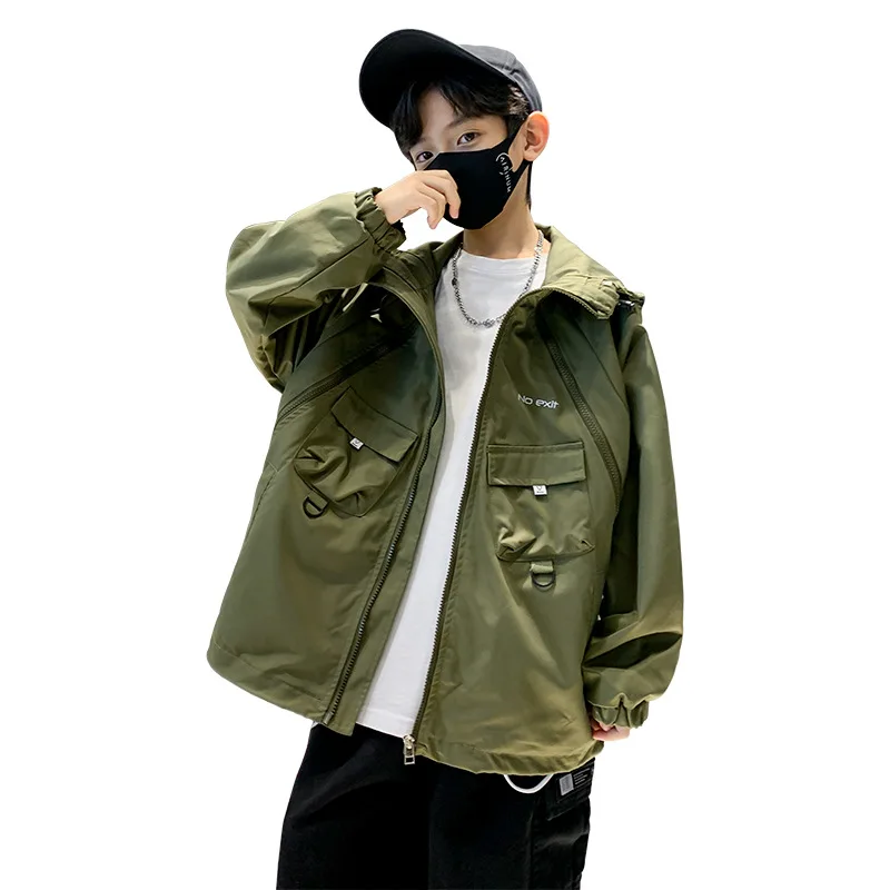 

Boys Outfits Spring Casual Stormtrooper Fashion Streetwear Hooded Jacket Top Kid Clothes for Teens Letter Print Outwear 4-14 Yrs