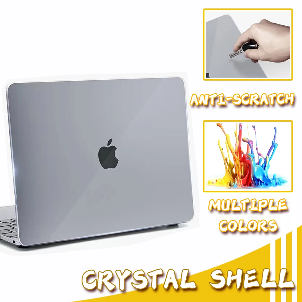 

Laptop Case For Macbook 11 12 13 15 16 Inch For M1 M2 Chip Pro 13 A2338 For New Air 13 A2337 A2179 Crystal Protective Cover
