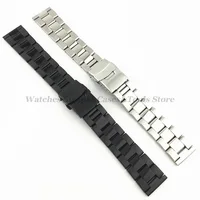 Bracelet de montre en acier inoxydable solide, double structure de sécurité, ceinture en métal de plongée, bracelet, accessoires de montre, 20mm, 22mm, 24mm, 26mm, 28mm 2