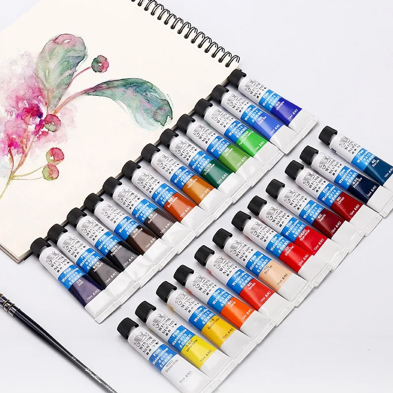 WINSOR & NEWTON Watercolor Paint Set 10ml Tubular 12 18 24 36 Colors Vivid Lightfast Colour Transparent Fine Smooth Paint watercolor painting set watercolor paint watercolor pigment
