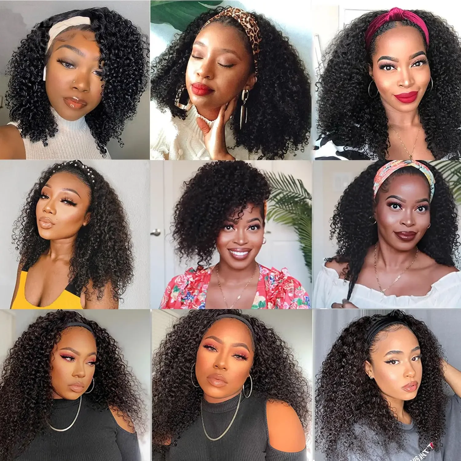 Water Wave Headband Wig Brazilian Human Hair Wig Full Machine Made Brazilian Human Hair Wigs For Black Women 180% Density