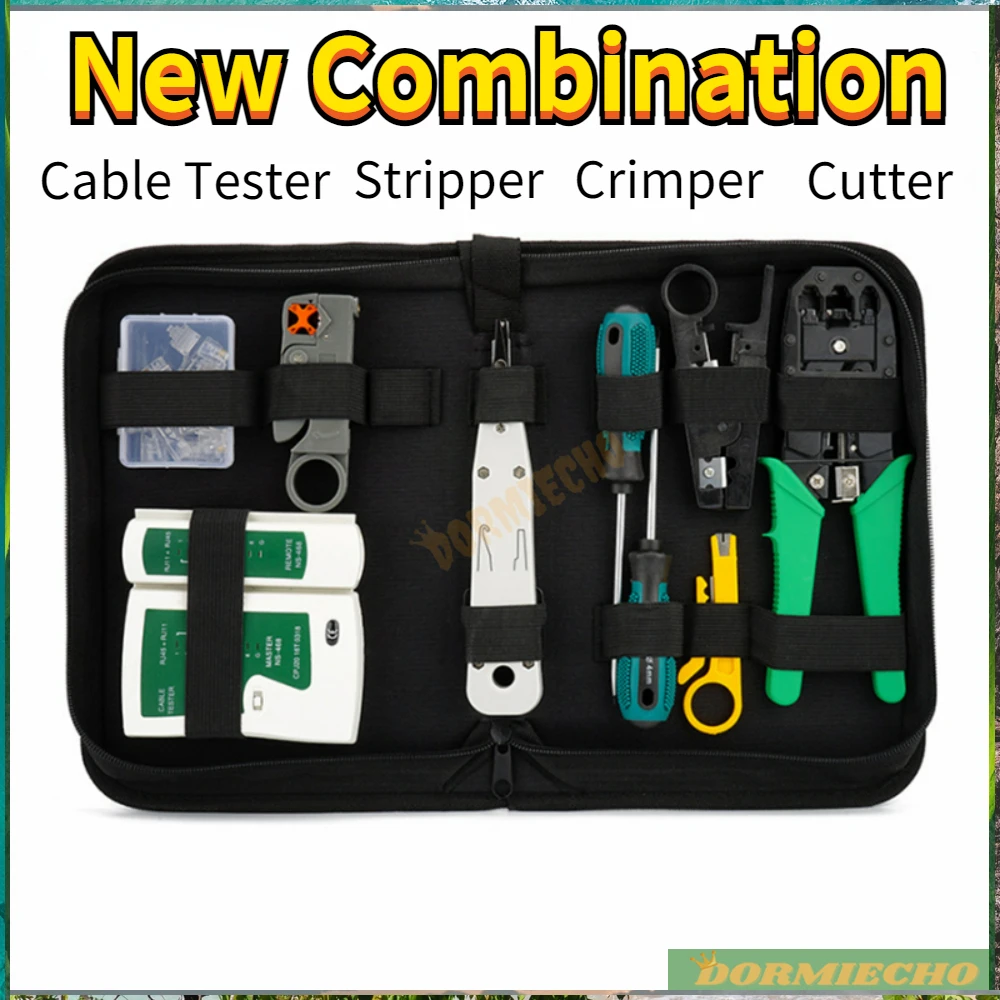 Nuova Combinazione Di Tester Per Cavi Test Crimper Stripper Cutter Kit Per Cat5 Cat6 Rj45Rj11 Network Cable Repair Maintenance Toolkit