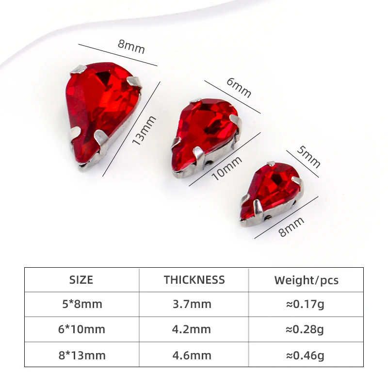 30Pcs Sew On Rhinestones Crystal Drop With Sliver Claw Setting Rhinestones Sewing Clothe For Needlework Stone DIY Wedding Dress Shoes Bags