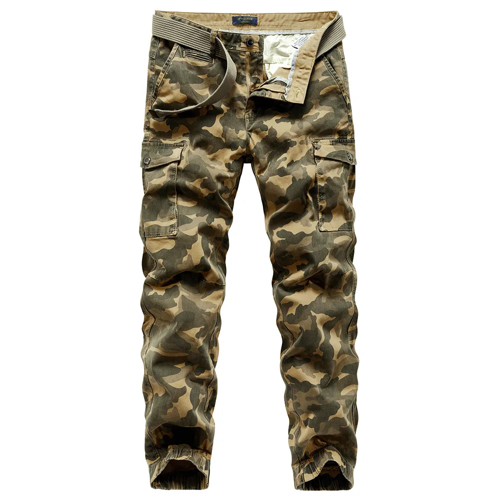 

Trendy Camouflage Cotton Cargo Pants Men Casual Loose Baggy Trousers Streetwear Density Durable Joggers Clothing