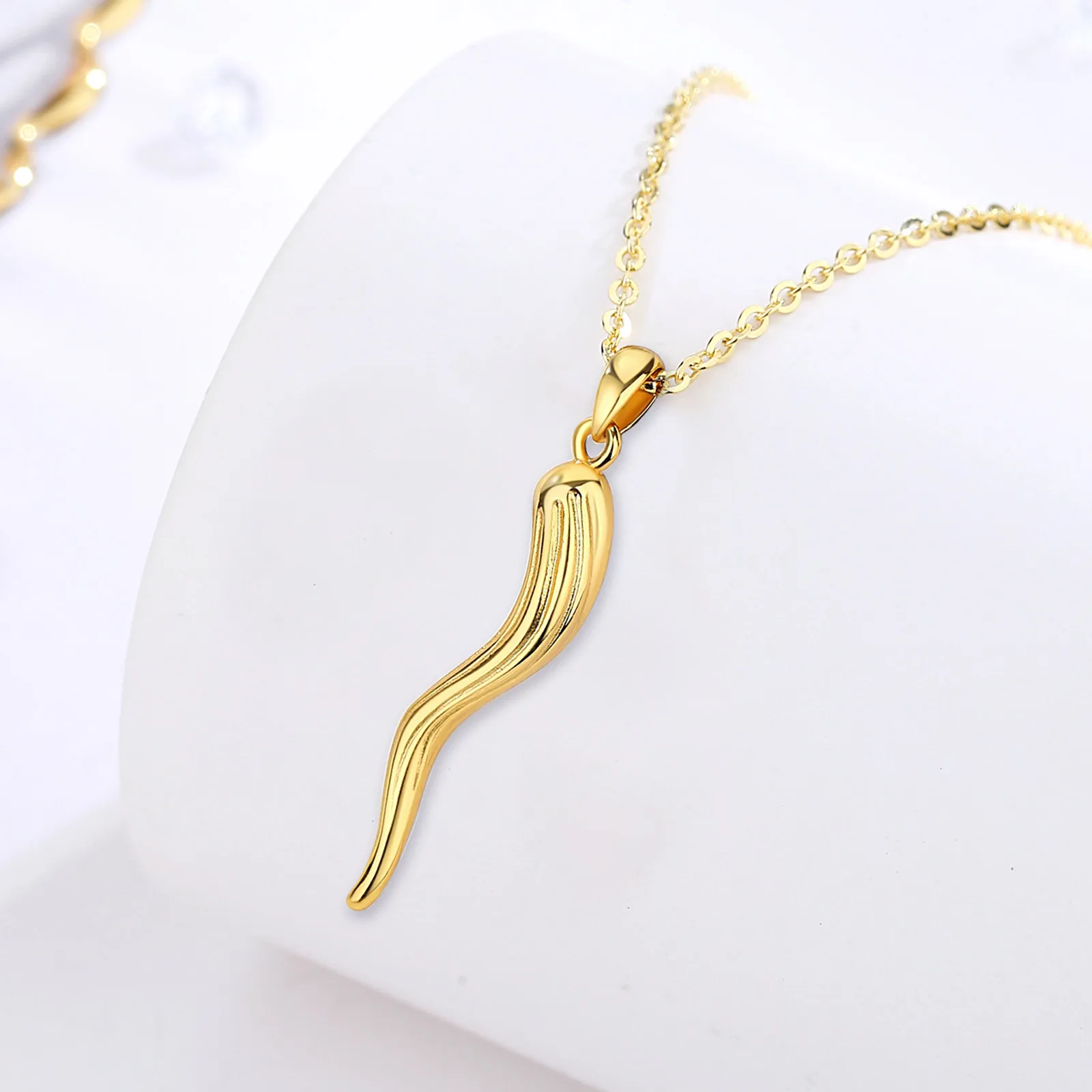 Eudora 925 Sterling Silver Italian Horn Pendant for Women Men Good Luck Friendship Dreams Amulet Necklace Personality Jewelry