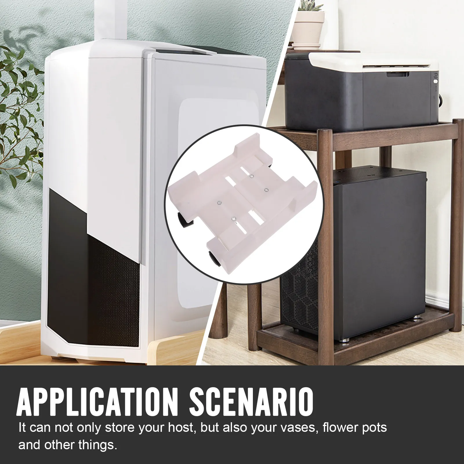 모바일 CPU 스탠드 강화 선반 컴퓨터 케이스 홀더 안정적인 4개의 다리 롤링 카트 다목적 데스크탑 공간 절약형 컴퓨터