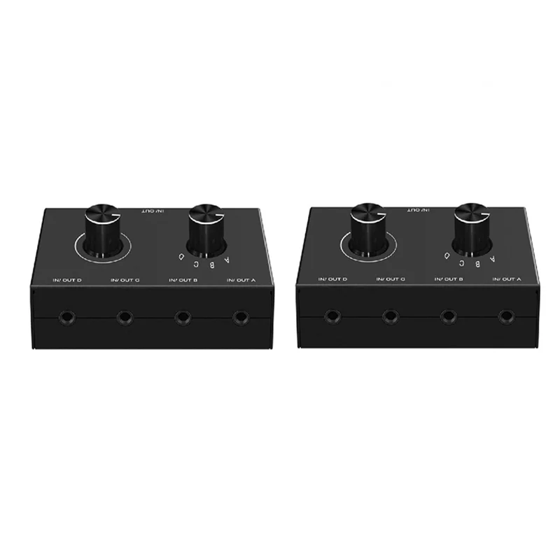 Y45A-4 입력 1 출력 HIFI 4방향 양방향 3.5Mm 스테레오 오디오 스위처(PC 헤드폰 스피커용 음소거 버튼 포함)(2개)