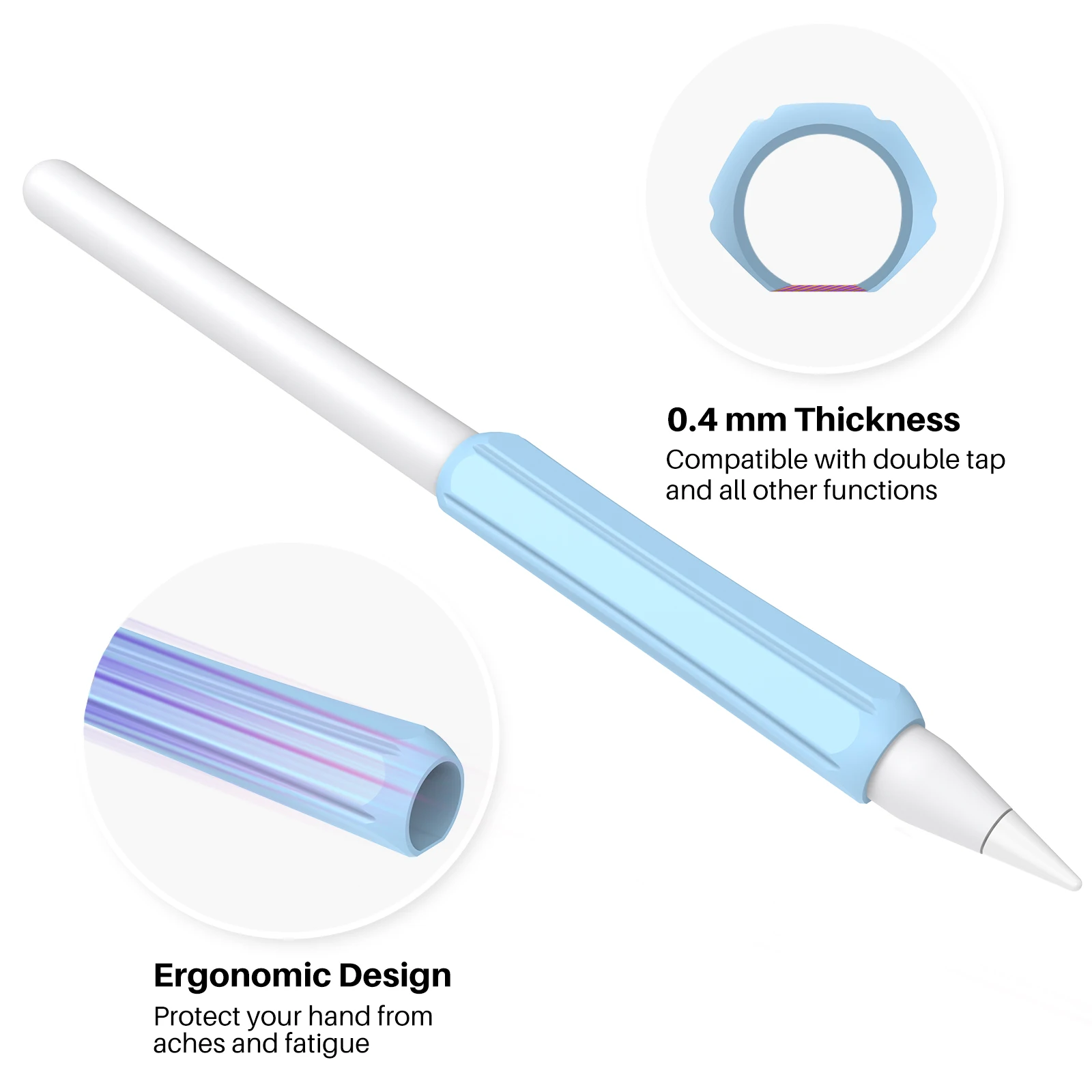 Apple Pencil 1/2 연필 그립 케이스 미끄럼 방지 커버 연필 케이스 태블릿 터치 스타일러스 실리콘 펜 그립 보호 커버