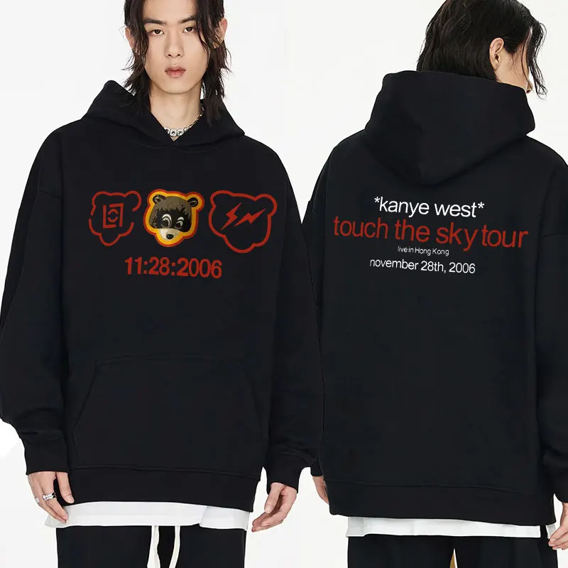 Rapper Kanye West The College Dropout Album Music Touch The Sky Tour Graphic Print Hoodie Fashion Hip Hop Hooded Sweatshirts