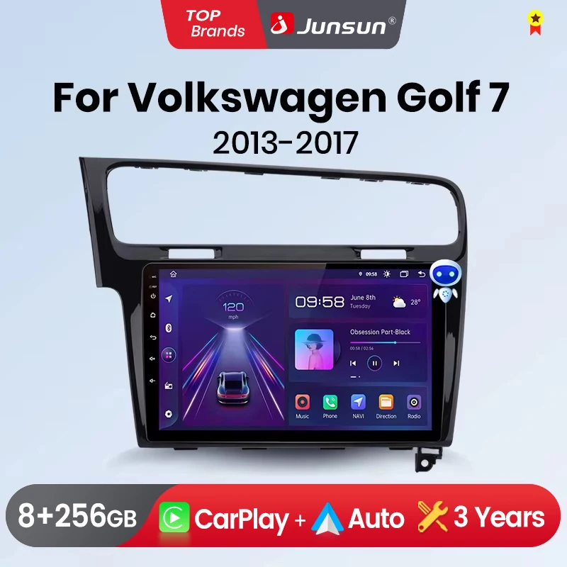Junsun Wireless CarPlay Android Auto Car Radio For VW Volkswagen Golf GPS Multimedia 2 din Systems Stereo
